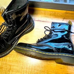 Black Patent Leather Doc Martens Boots
